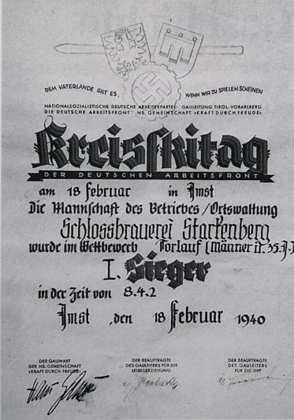 Siegerurkunde Kreisskitag 1940